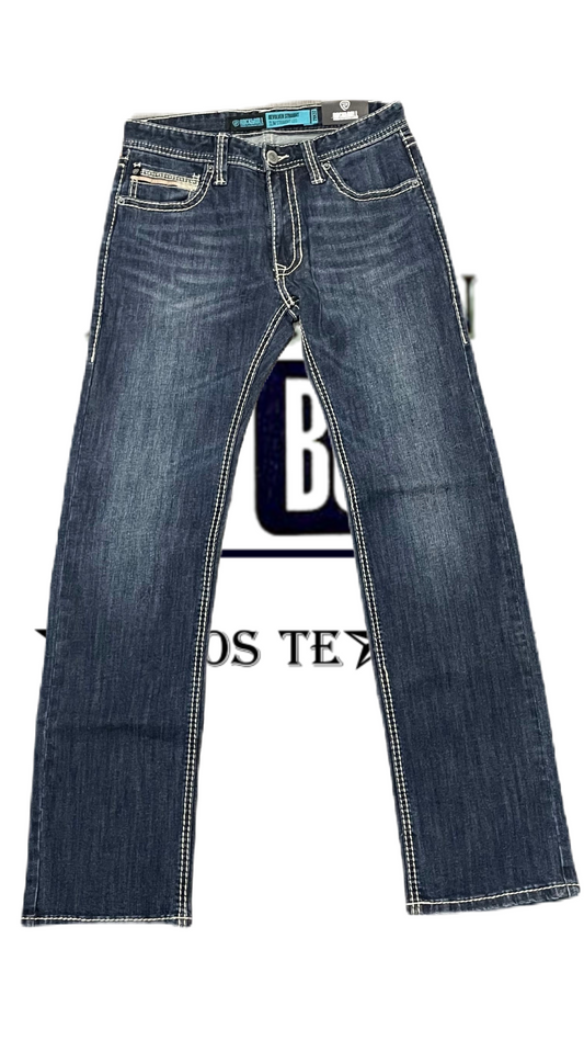 Pantalón Rock and roll denim etiqueta azul azul claro revolver straight Bader