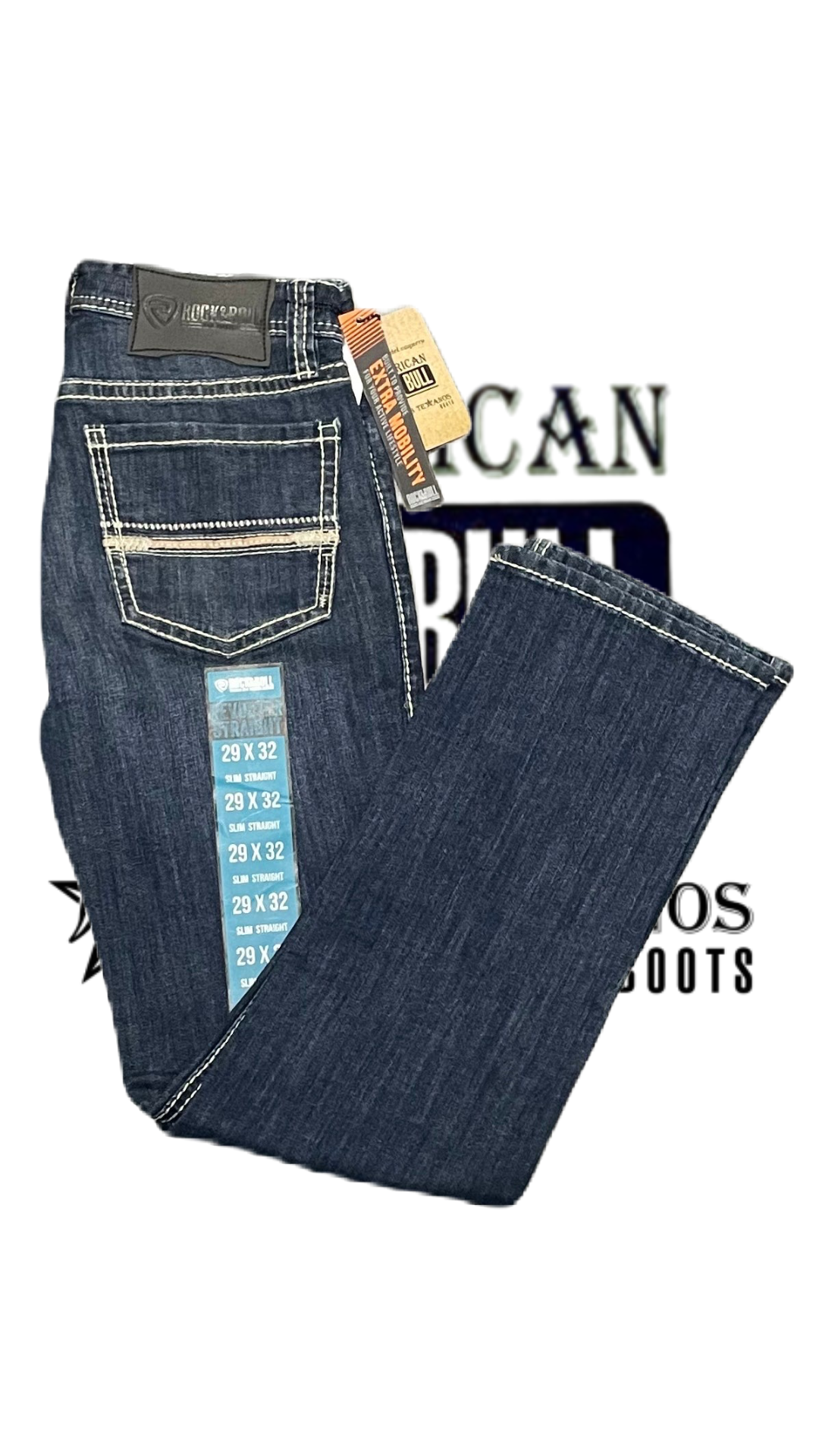 Pantalón Rock and roll denim etiqueta azul azul claro revolver straight Bader