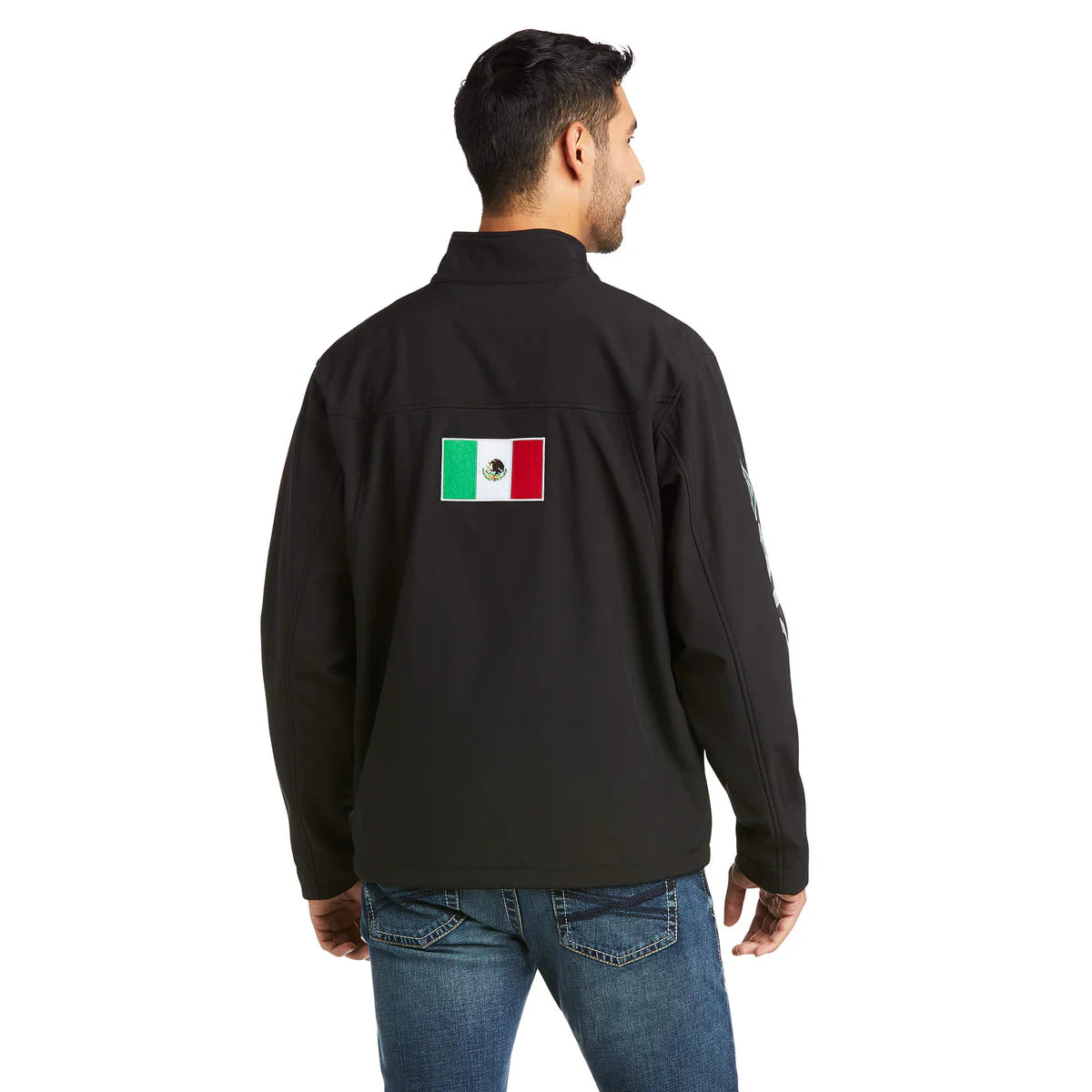 Chamarra ARIAT hombre negro con bandera de México