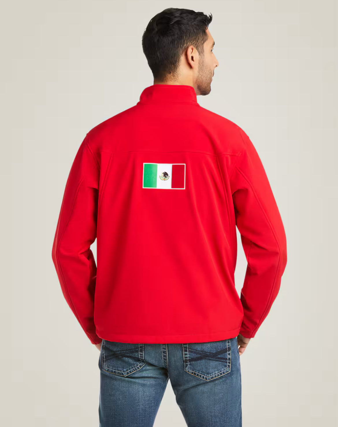 Chamarra ARIAT hombre rojo con bandera de México