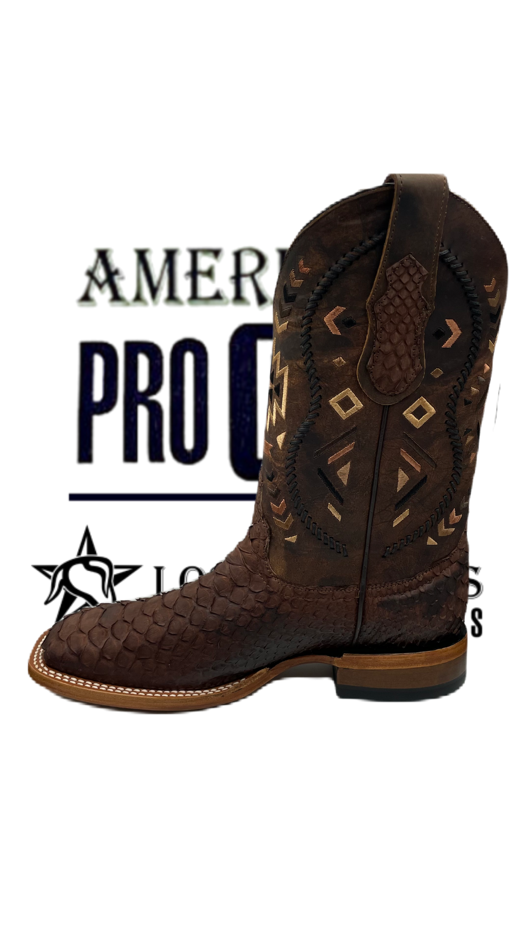 Bota vaquera de hombre de piel de Pitón café