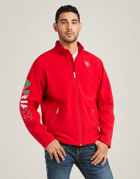 Chamarra ARIAT hombre rojo con bandera de México
