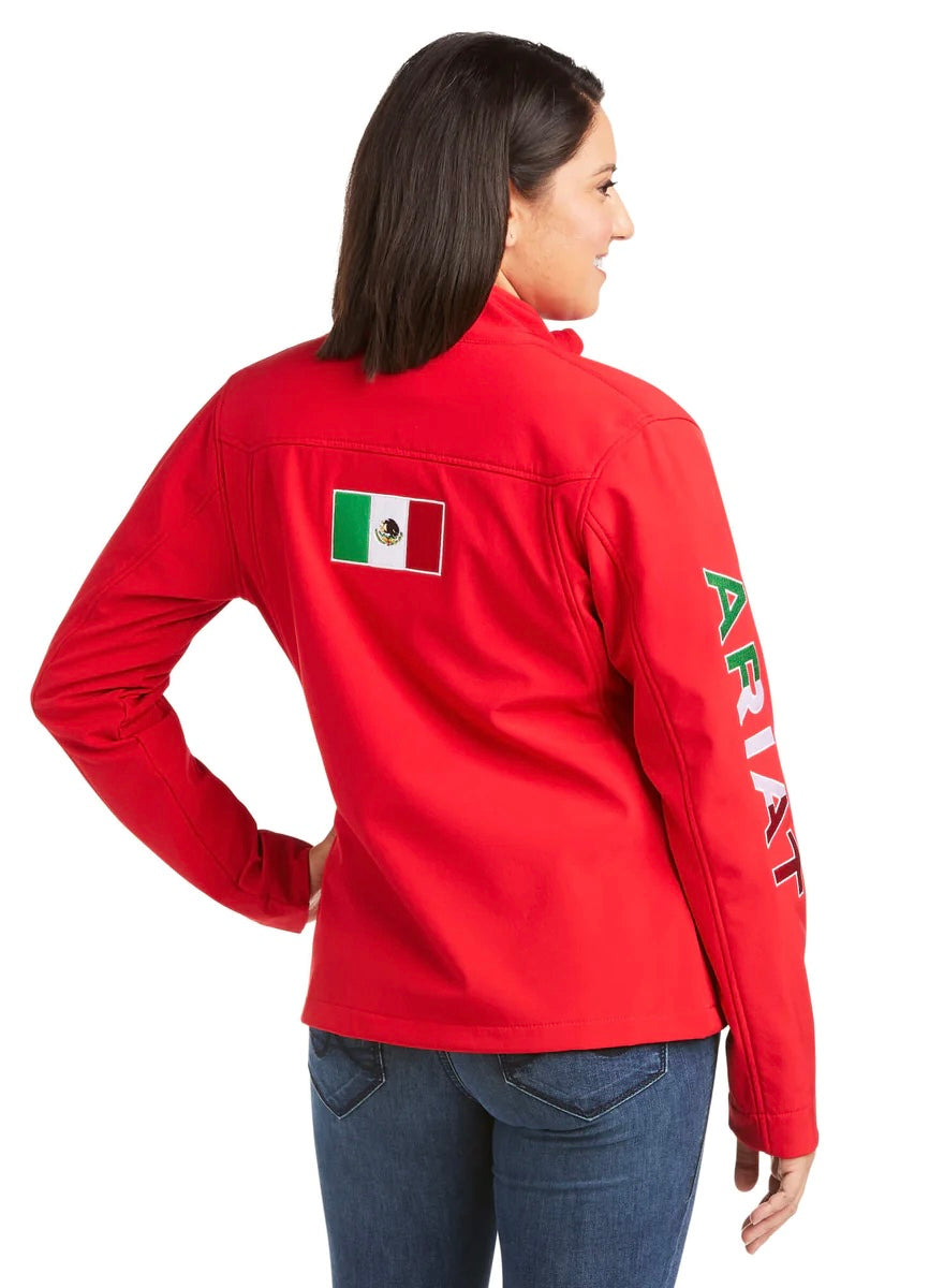 Chamarra ARIAT mujer rojo con bandera de México