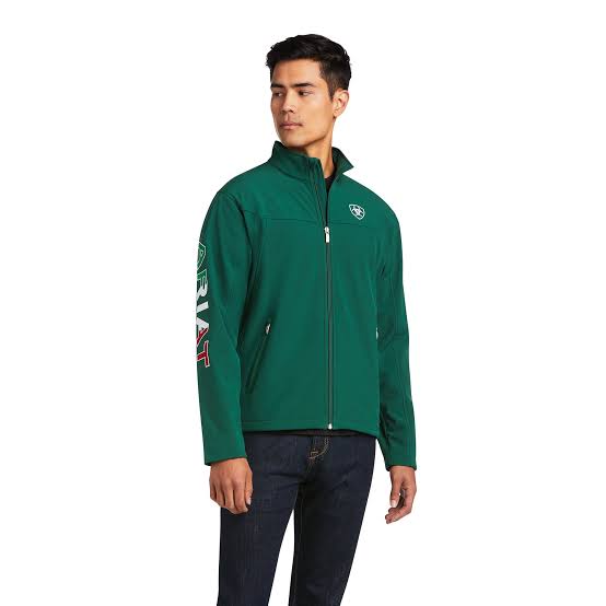 Chamarra ARIAT hombre verde con bandera de México