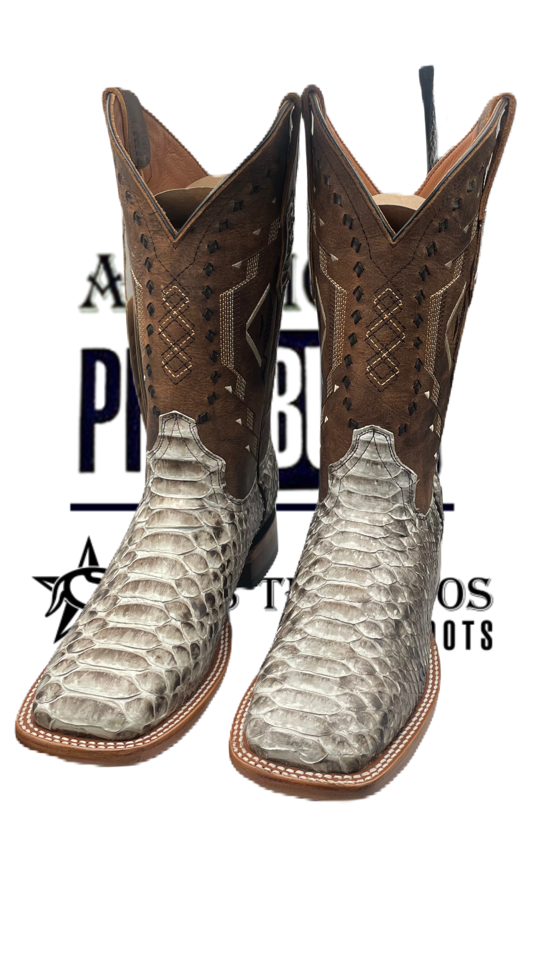 Bota vaquera de hombre de piel de Pitón natural - Main Image