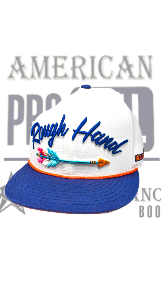 Gorra de béisbol clásica de Rough Hand blanco con naranja