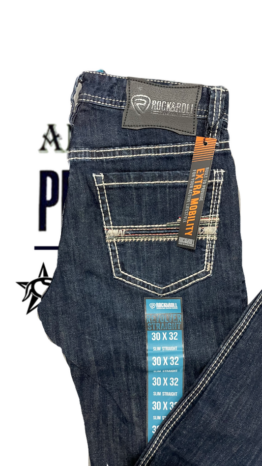 Pantalón Rock and roll denim etiqueta azul azul claro revolver straight tricolor