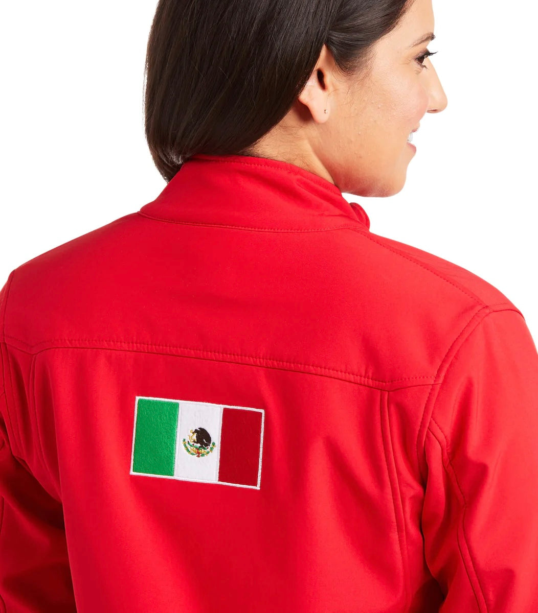 Chamarra ARIAT mujer rojo con bandera de México