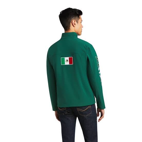 Chamarra ARIAT hombre verde con bandera de México