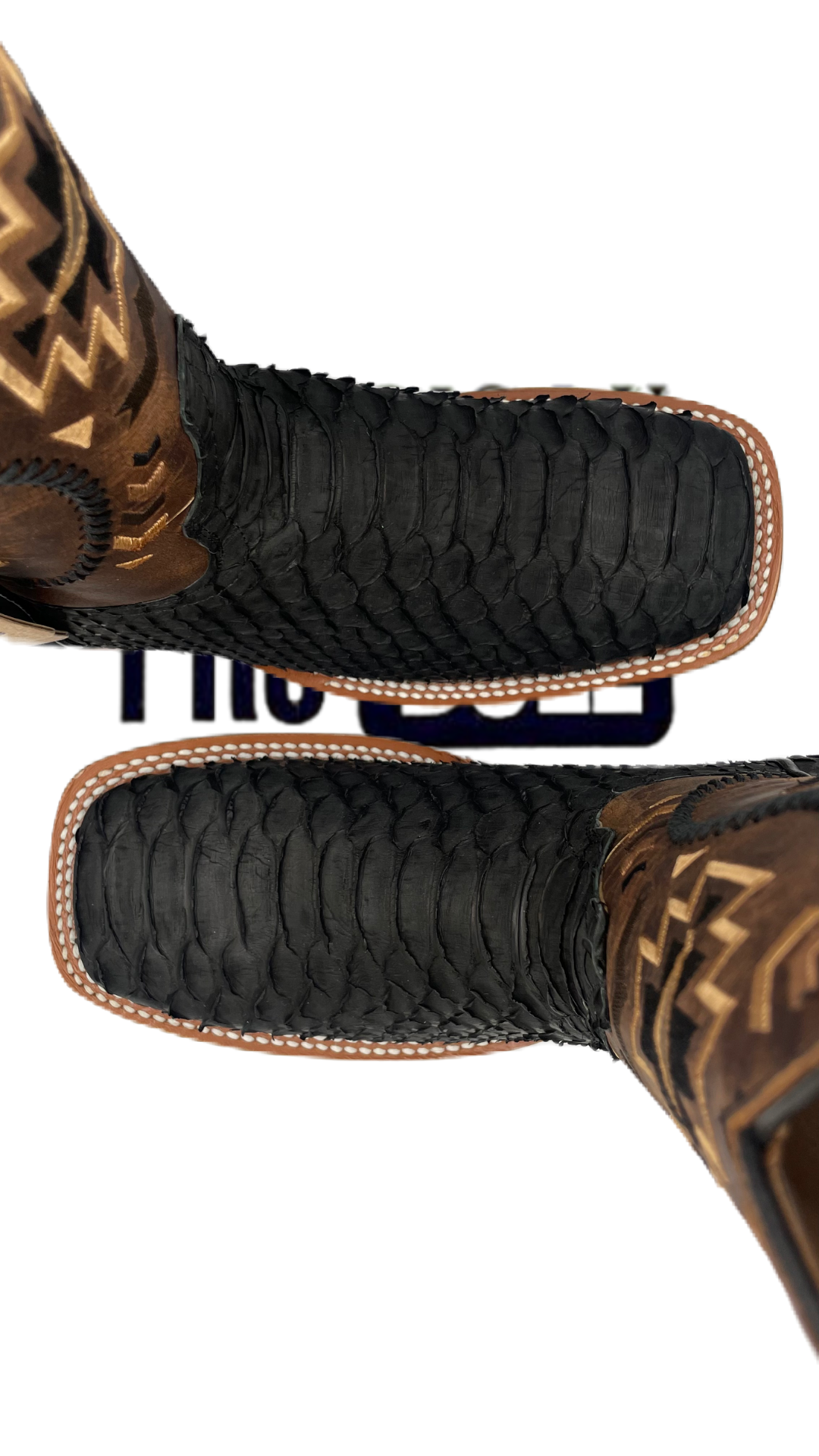 Bota vaquera de hombre de piel de Pitón negro