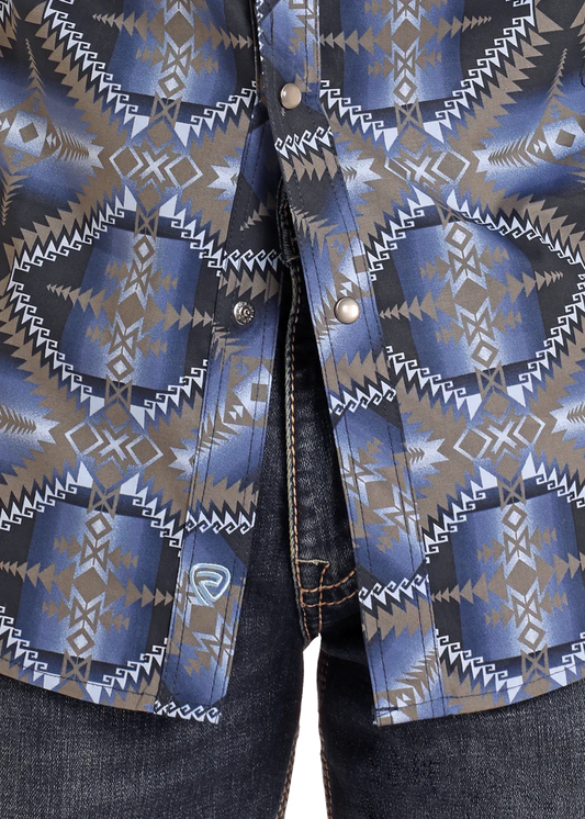 Camisa azul azteka ROCKANDROLL