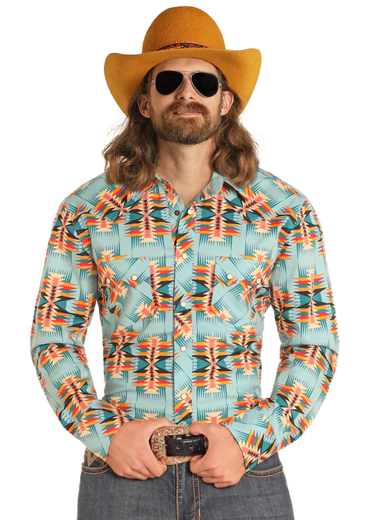 Camisa turqueza retro rockandroll