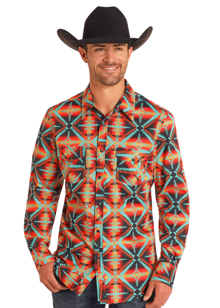 Camiza retro azteca orange ROCK AND ROLL