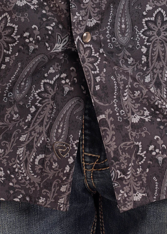 camisa clasica gris,negro ROCKANDROLL