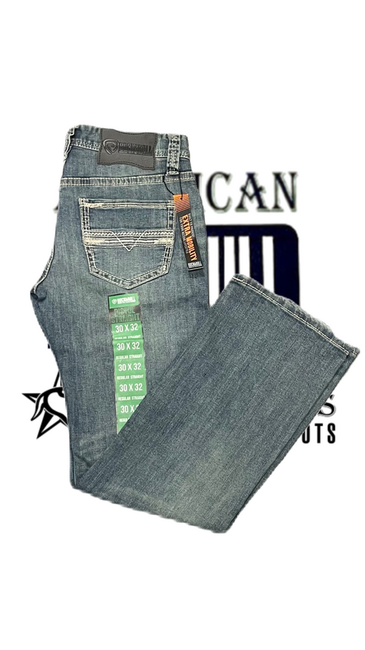 Pantalón Rock and roll denim etiqueta verde gris claro pistol straight American