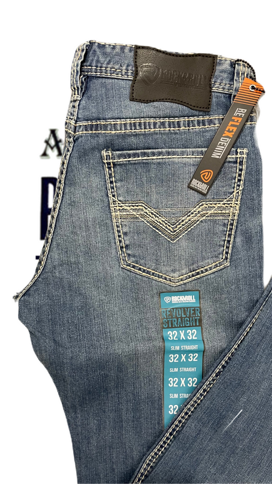 Pantalón Rock and roll denim etiqueta azul azul revolver straight