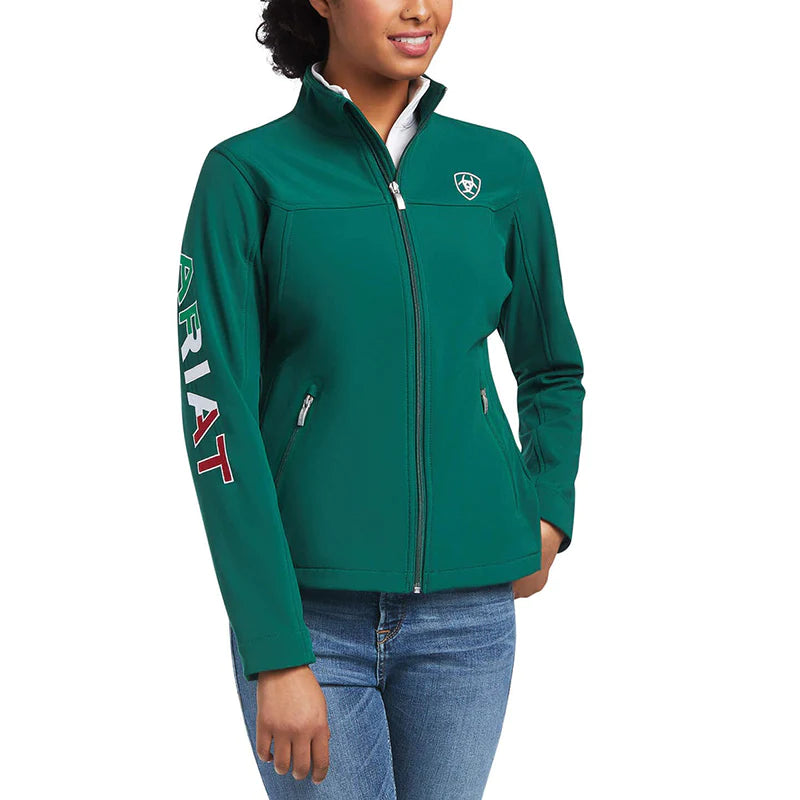 Chamarra ARIAT mujer verde con bandera de México