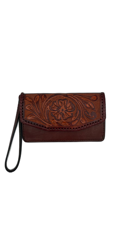 Cartera de piel cincelado a mano para dama