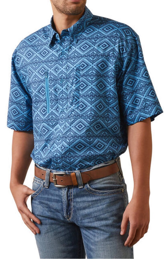 Camisa Ariat TEK traspirable para caballero color azul