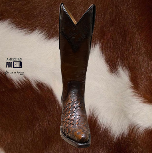 Maya bota vaquera de piel color café