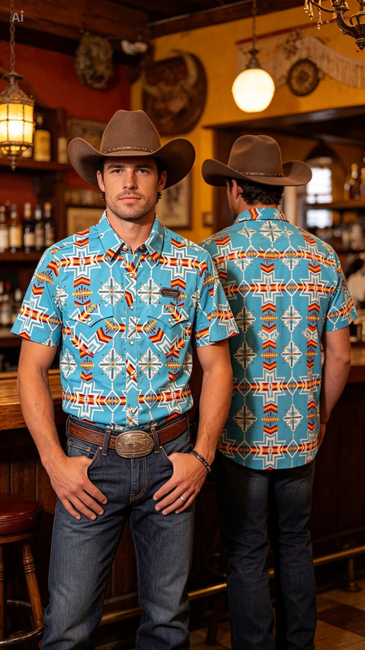 Camisa turquesa retro
