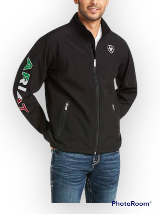 Chamarra ARIAT hombre negro con bandera de México