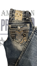 Cargar imagen en el visor de la galería, Pantalón rock revival Brave corte recto azul deslavado
