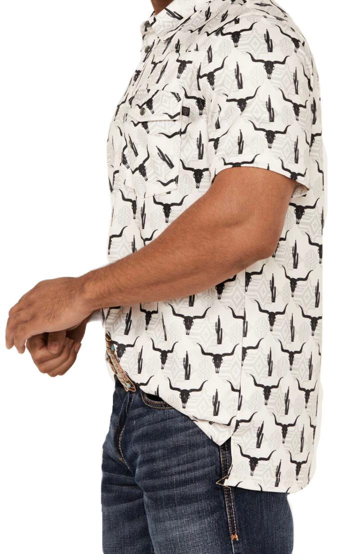 Camisa manga corta de hombre rock and roll color blanco