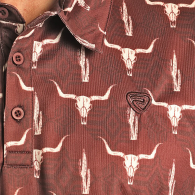 Camisa manga corta de hombre rock and roll color vino