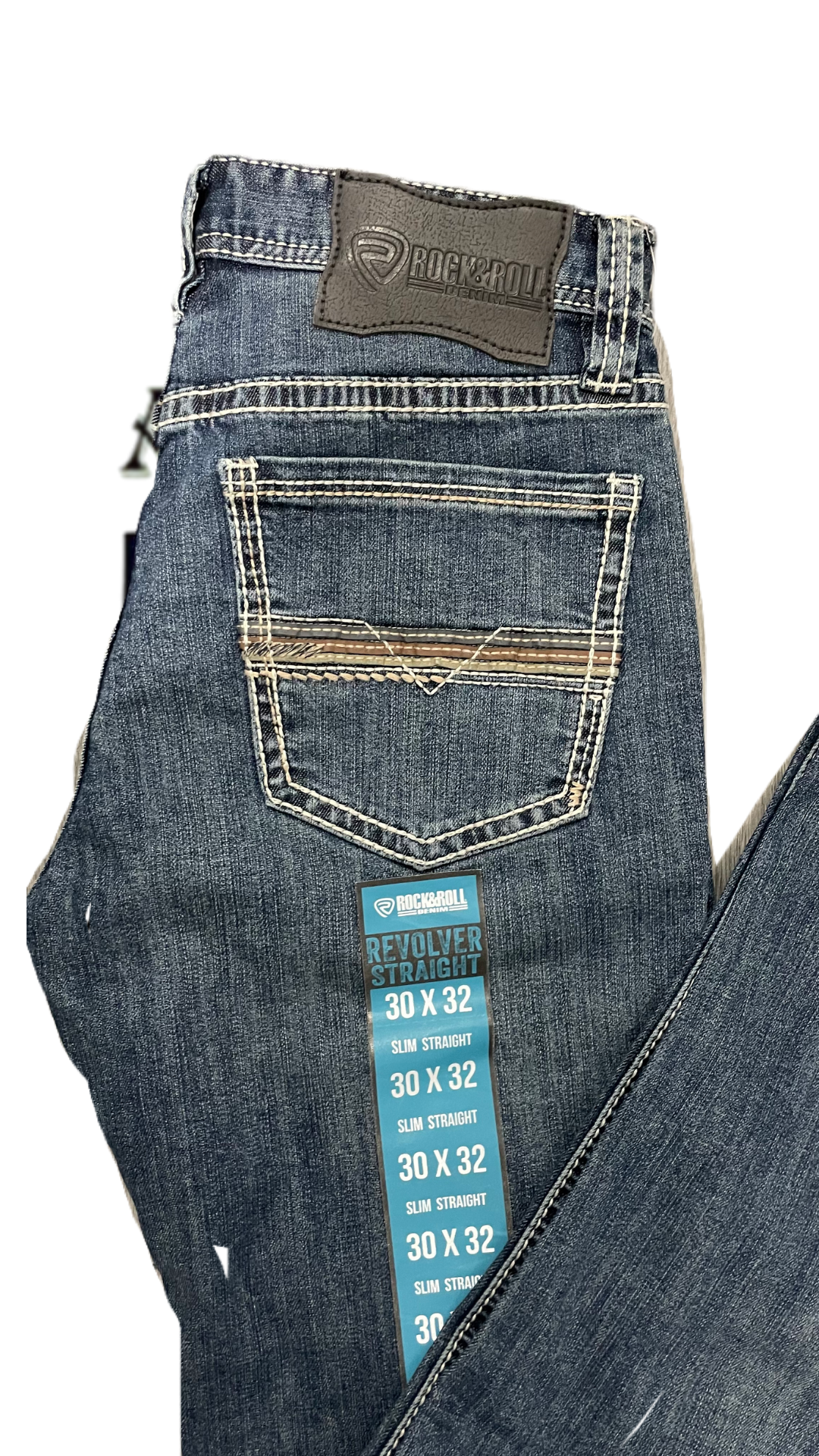 Pantalón Rock and roll denim etiqueta azul azul claro revolver straight Denian