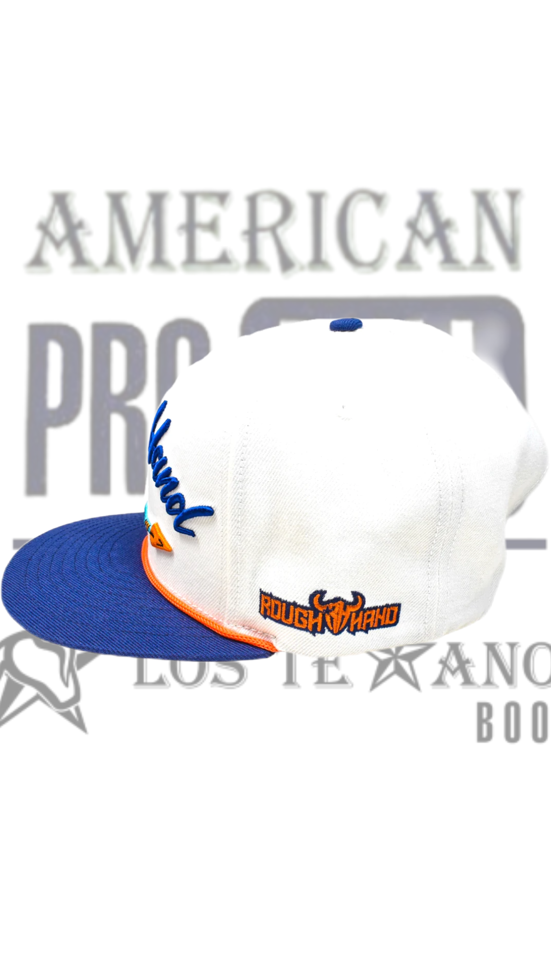 Gorra de béisbol clásica de Rough Hand blanco con naranja