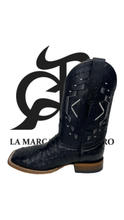 Cargar imagen en el visor de la galería, Bota Piel de Avestruz negro
