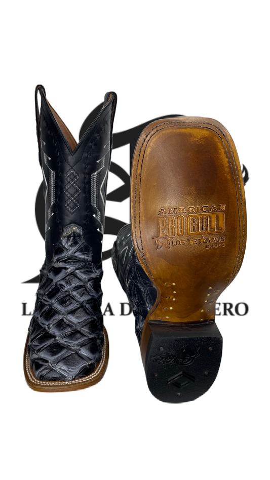 Bota de pirarucu negro azulado