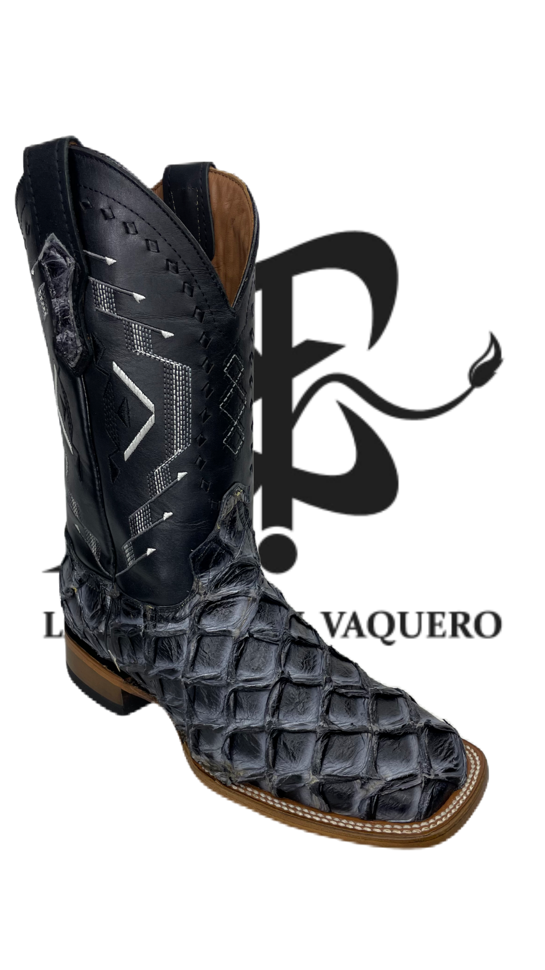 Bota de pirarucu negro azulado