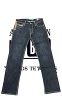 Cargar imagen en el visor de la galería, Pantalón Rock and roll denim etiqueta azul azul claro revolver straight tricolor
