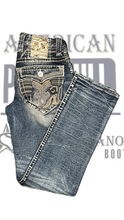 Cargar imagen en el visor de la galería, Pantalón rock revival Brave corte recto azul deslavado
