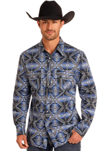 Cargar imagen en el visor de la galería, Camisa azul azteka ROCKANDROLL
