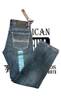 Cargar imagen en el visor de la galería, Pantalón Rock and roll denim etiqueta azul azul claro revolver straight Denian
