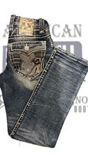 Cargar imagen en el visor de la galería, Pantalón rock revival Brave corte recto azul deslavado
