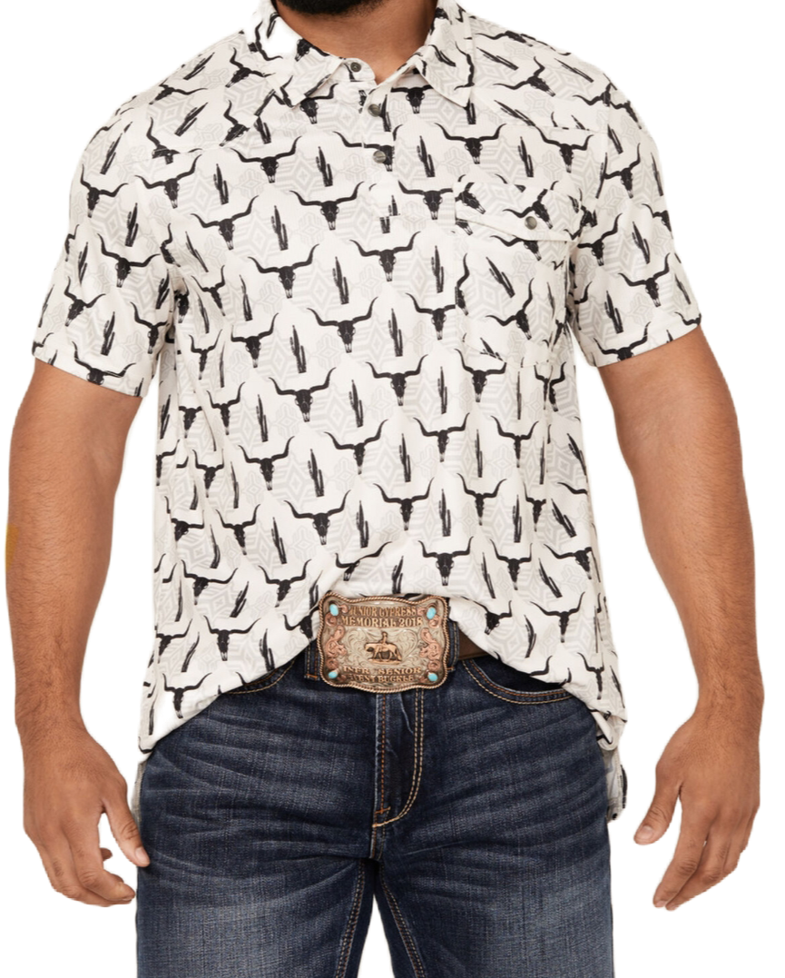 Camisa manga corta de hombre rock and roll color blanco