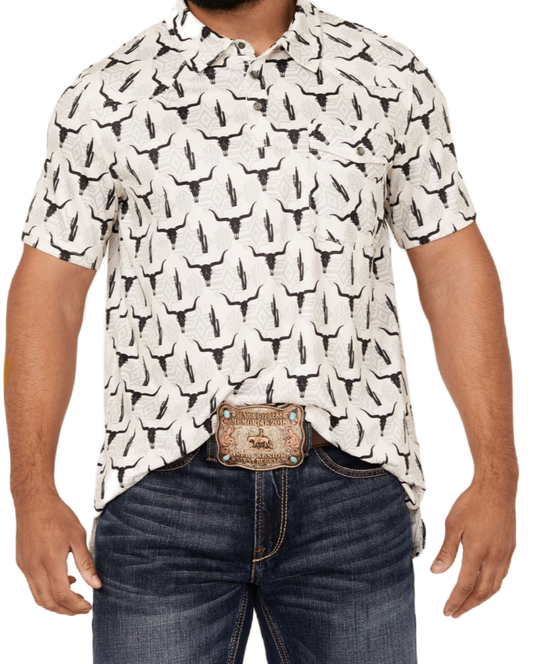 Camisa manga corta de hombre rock and roll color blanco