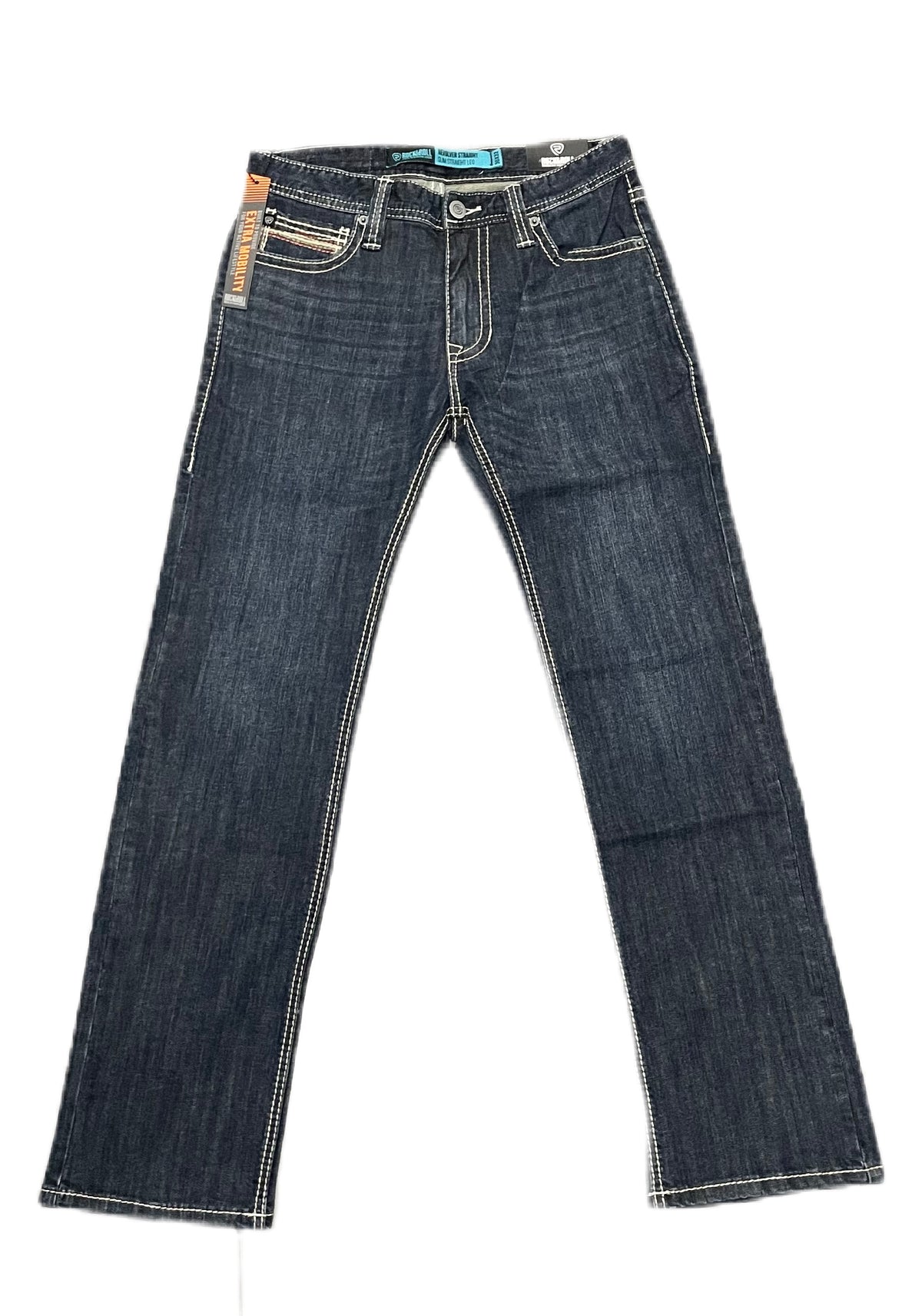 Pantalón Rock and roll denim etiqueta azul azul claro revolver straigh ...