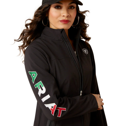 Chamarra ARIAT mujer negro con bandera de Mexico
