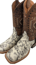 Cargar imagen en el visor de la galería, Bota vaquera para hombre piel Pelo de Res blanco con negro
