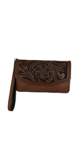 Cargar imagen en el visor de la galería, Cartera de piel cincelado a mano para dama
