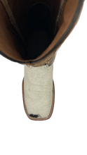 Cargar imagen en el visor de la galería, Bota vaquera para dama piel de pelo de vaca blanco con negro
