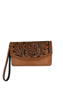 Cargar imagen en el visor de la galería, Cartera de piel cincelado a mano para dama
