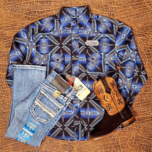 Outfit niño retro azul marino