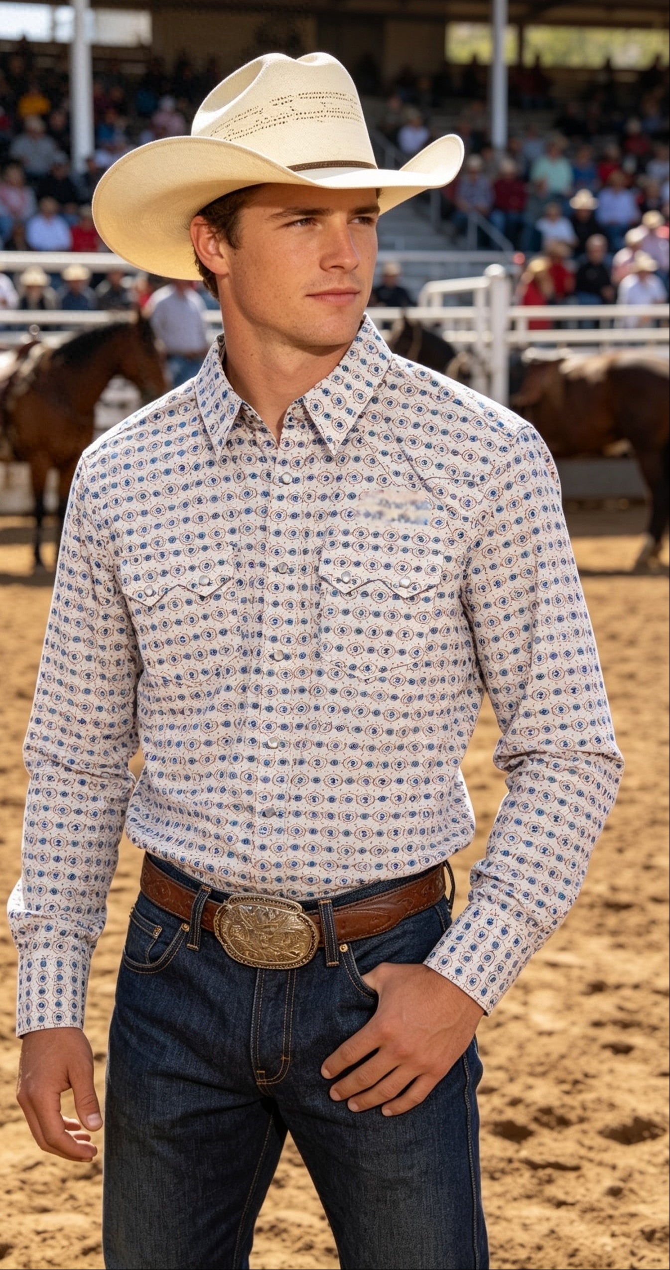 Camisa trian azul blanca