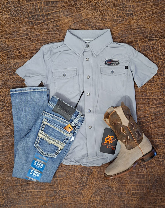 Outfit niño 👦plisa azul cielo